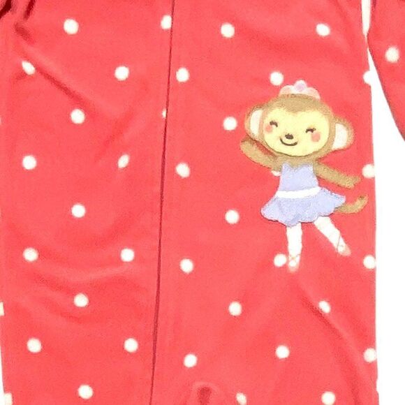 carter's Pink Polka Dot Fleece One Piece PJ's - Picture 2 of 3